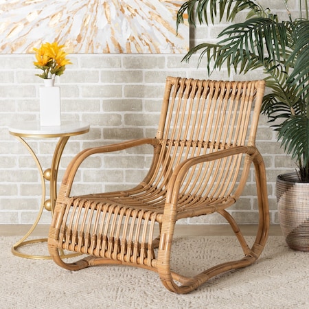 Baxton Studio Blanca Modern Bohemian Natural Rattan Accent Chair 217-12732-ZORO